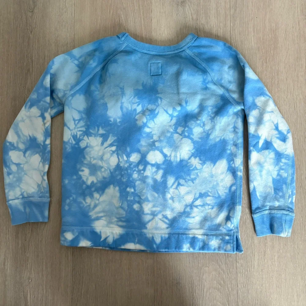 Gap Kids Girls Boys Unisex Tie Dye Crewneck Sweatshirt 6/7 YO Blue White Cotton